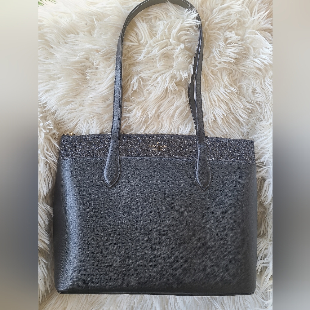 Kate Spade Black Flash Glitter Tote- Like New No Tags